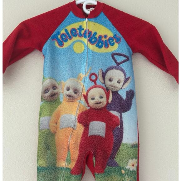 Vintage Teletubbies one piece sleeper pajamas 90s Rare full zip nostalgic 2T - Picture 2 of 13